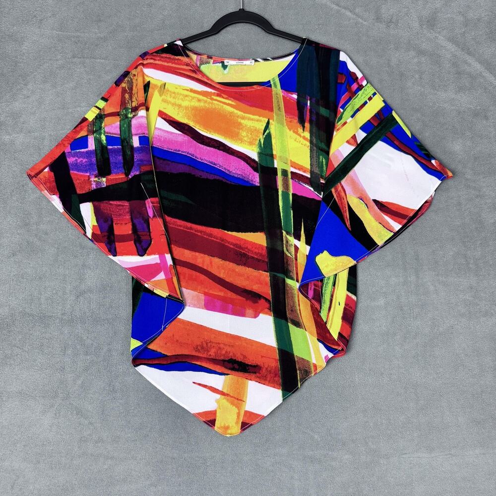 Sioni Top Womens M / L Multicolor Abstract Artsy Statement-Piece‎ Bold Flowy